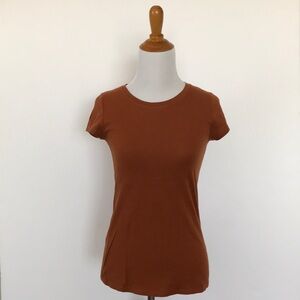 Anthropologie Pilcro and the Letterpress Short Sleeve Rust Orange Tee Shirt